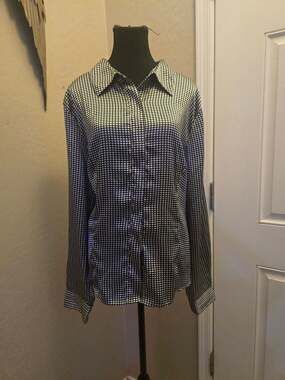 Kathie Lee Woman Houndstooth Button-Up Long Sleeve Blouse Size‎ 18W/20W